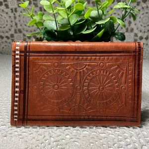 New! Boho Tooled leather wallet made in Morocco